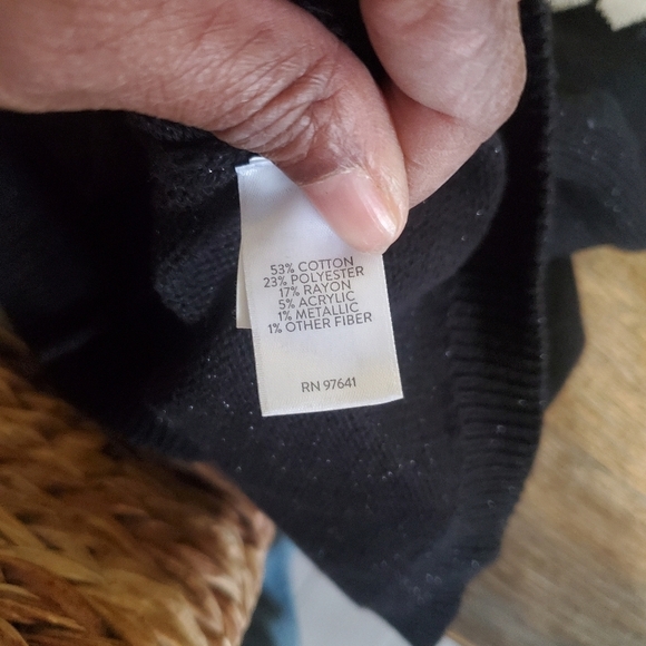 J. Jill Black Faire Isle Nordic Knit Sweater with Metallic Shimmer Size … - Picture 5 of 5